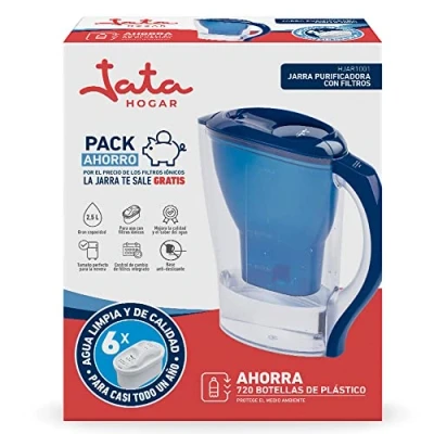Abbildung von JATA HJAR1001, Pitcher Wasserfilter, 2,5 l, Blau, Transparent