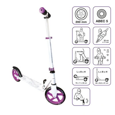 Abbildung von muuwmi Aluminium Scooter 200 mm weiß lila