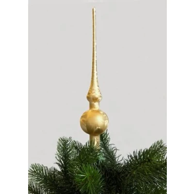 Abbildung von Jack Christbaumspitze Thüringer Glas 28cm Spitze Mundgeblasen Eislack Glanz Matt, Farbe:Gold