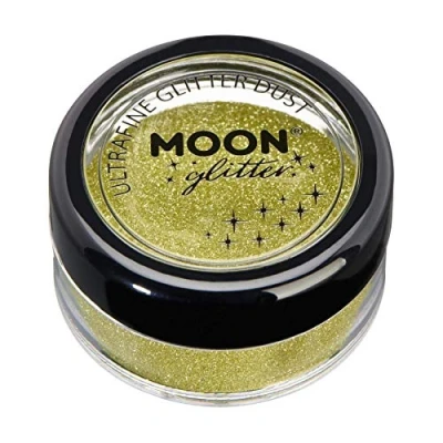 Abbildung von Klassischer ultrafeiner Glitter Staub von Moon 100% kosmetische Glitzer für Gesicht, Körper, Nägel, Haare und Lippen 5g Gold