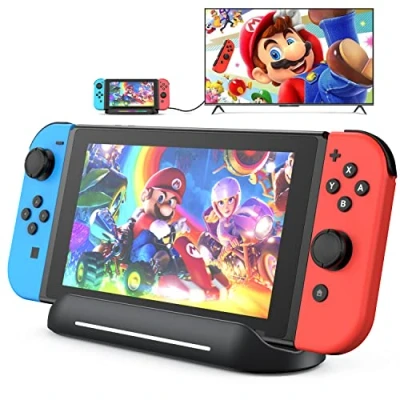 Abbildung von Switch TV Dock, HDMI Docking Station kompatibel mit Nintendo Switch/Switch OLED, tragbarer 5 in 1 Dock ständer, Anschluss, USB 2.0, Typ C Anschluss