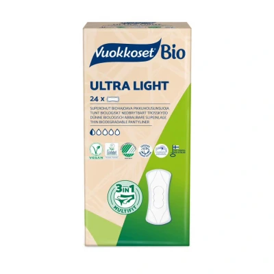 Abbildung von Slipeinlagen 100% BIO Ultra Light 24 Stück.