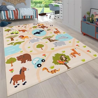 Abbildung von Paco Home Kinderteppich &quot;Bino 580&quot;, rechteckig, Spielteppich, Motiv Straße &amp; Autos, Kinderzimmer