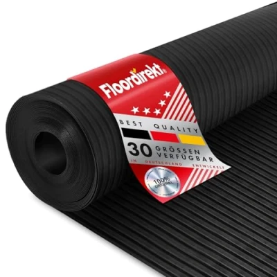 Abbildung von Floordirekt Gummiläufer Bodenmatte Gummimatte Breitriefen in 2 Größen Stärke: 3 mm Antirutsch Matte (100 x 600 cm)