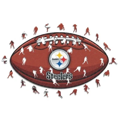 Abbildung von Iconic Puzzles, Pittsburgh Steelers Crest, 100% ökologisch nachhaltiges Holzpuzzle mit offizieller Lizenz, Größe L, 500 Teile