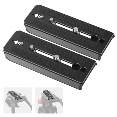 Abbildung von NEEWER 2 Pack 501PL Schnellwechselplatte kompatibel mit MVH500AH 502AH, Kameramontageplatte 1/4&quot; 3/8&quot; Schrauben, einziehbarer Anti Off Pin für GM001 GM002 GM006 Stativ Fluid Köpfe, QR5