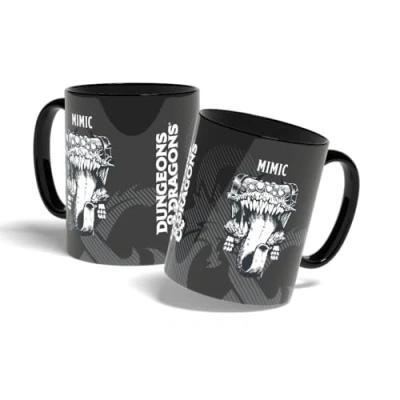 Abbildung von Konix Dungeons &amp; Dragons Tasse Keramiktasse 320 ml Mimic Motiv Schwarz und Weiß