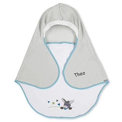 Abbildung von Sterntaler Baby Einschlagdecke mit Namen, Universal für Babyschale, Autositz, z.B. Maxi Cosi, Cybex, Kiddy, Römer, Kinderwagen, Buggy oder Babybett, Esel Erik Grau/Blau
