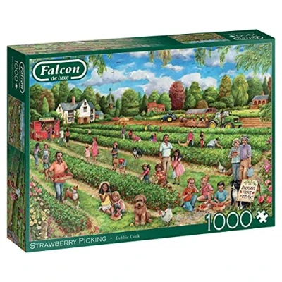 Abbildung von Jumbo Spiele Puzzle Falcon 11340 Debbie Cook Erdbeeren pflücken 1000 Teile Puzzle, Puzzleteile, Made in Europe