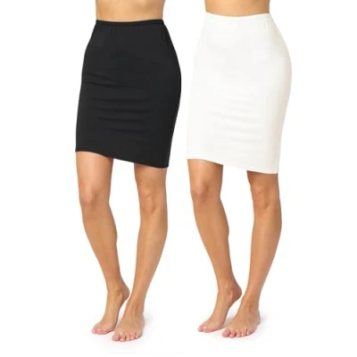 Abbildung von Merry Style Damen Unterrock Petticoat für Röcke MS10 204(2Pack Schwarz/Ecru, XL)