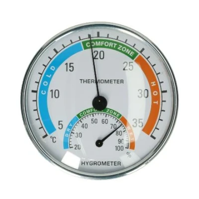 Abbildung von Thermometer mit Hygrometer, analog, MS Schippers
