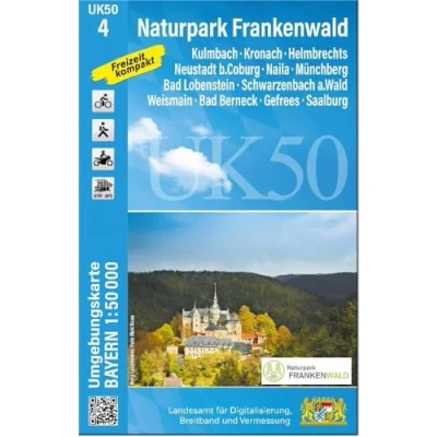 Abbildung von UK50 4 Naturpark Frankenwald (Umgebungskarte 1:50000): Kulmbach, Kronach, Helmbrechts, Neustadt b.Coburg, Naila, Münchberg, Bad Lobenstein, ... Karte Freizeitkarte Wanderkarte)