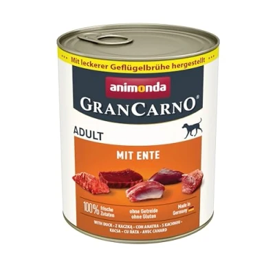 Abbildung von GranCarno Hunde Nassfutter mit Ente (6 x 800 g), Hundefutter nass ohne Getreide und Zucker von animonda, für ausgewachsene Hunde, frischen fleischlichen Zutaten