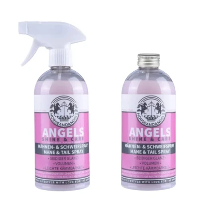 Abbildung von HORSEANDANGELS Mähnenspray für Pferde Duft Schweifspray Glanzspray Volumen, leichtes Kämmen, schnelle Entwirrung, Mandelblütenduft Zubehör &amp; Pferdepflege (1000ml)