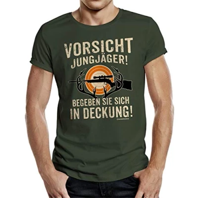 Abbildung von RAHMENLOS® T Shirt Das Geschenk für Jäger &quot;Vorsicht Jungjäger&quot;