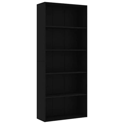 Abbildung von vidaXL Bücherregal 5 Fächer Standregal Aktenregal Wandregal Raumteiler Regal Raumtrenner Büroregal Mehrzweckregal Schwarz 80x30x189cm Holzwerkstoff