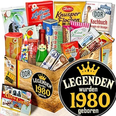 Abbildung von Legenden 1980 ++ Geschenk für Mann Geburtstag Süßes DDR Paket