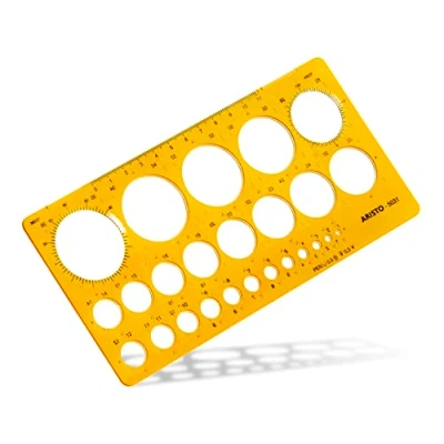 Abbildung von Aristo Kreisschablone AH5031, 1 36 mm (25 Kreise, Durchmesser bis mm, Tuschenoppen, formstabiler Kunststoff) orange transparent
