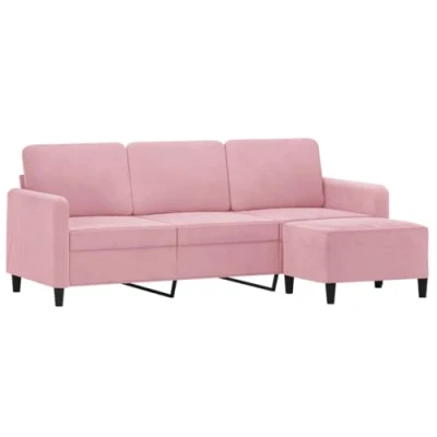 Abbildung von vidaXL Sofa 3 Sitzer, Couch mit Fußhocker, Liegesofa für Wohnzimmer, Polstersofa Sessel Relaxsofa Loungesofa Relaxcouch TV Sofa, Rosa Samt