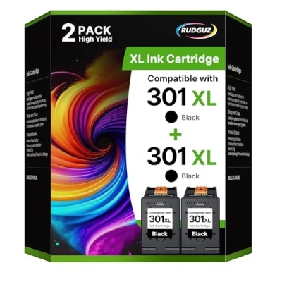 Abbildung von 301 XL Druckerpatronen Schwarz Kompatibel für HP 301XL Multipack Envy 4500 5530 4504 5534 Deskjet 2540 2544 1510 Officejet 4630 2620 (Schwarz, 2er Pack)