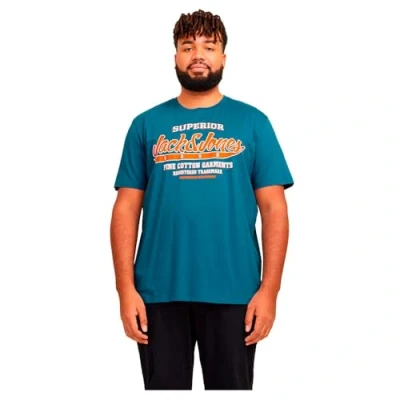 Abbildung von Jack &amp; Jones Jjelogo SS Oneck PLS Tshirt print, Herren, Größe: 6XL, Oceanview