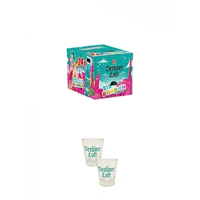 Abbildung von Berliner Luft EISBONBON 24 x 0,02 Liter + Shot Glas 4cl 2 Stück