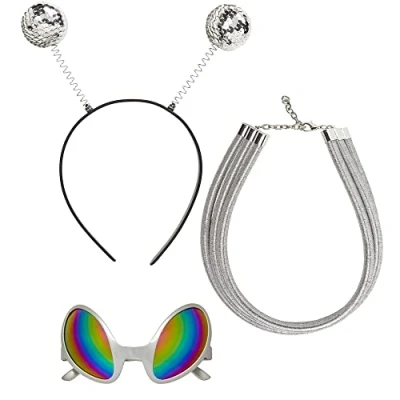 Abbildung von Widmann S.r.l. Kostüm Space Set &#039;Alien&#039; Silber 68598, Glitzer