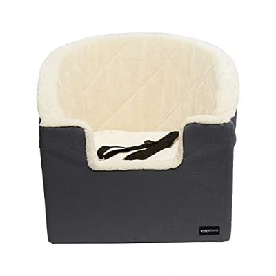 Abbildung von Amazon Basics Erhöhter Auto Schalensitz für Haustiere, Klein, grau, 45,7 x 40,6 cm