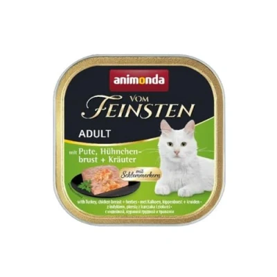 Abbildung von vom Feinsten mit Schlemmerkern in Pute &amp; Hühnchenbrust + Kräutern (32 x 100g), Katzenfutter nass ohne Getreide und Zucker von animonda, mitfrischen, fleischlichen Zutaten