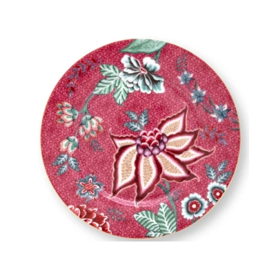 Abbildung von PIP STUDIO Flower Festival Gebäckteller dark pink 17 cm