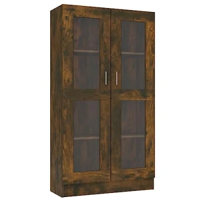 Abbildung von vidaXL Vitrinenschrank, Vitrine für Schlafzimmer Wohnzimmer Büro, Sideboard mit viel Stauraum, Highboard Schrank Beistellschrank, Räuchereiche Holzwerkstoff