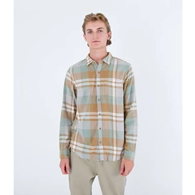 Abbildung von Hurley Herren Portland Organic Flannel Ls Shirt, Pebble, S