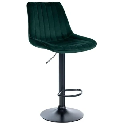 Abbildung von CLP Barhocker Toni Samt Höhenverstellbarer Thekenhocker mit Rückenlehne Barstuhl Metallgestell, Farbe:grün, Gestell Farbe:schwarz