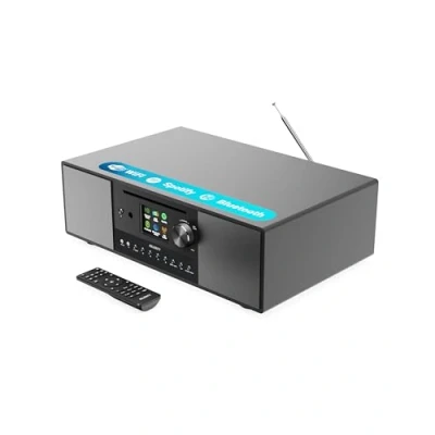 Abbildung von Internetradio mit CD Player &amp; Bluetooth 120W 2.1 Stereo DAB Radio Eingebauter Subwoofer WLAN Spotify Connect, Podcasts, FM Farbdisplay Majority Quadriga Internet