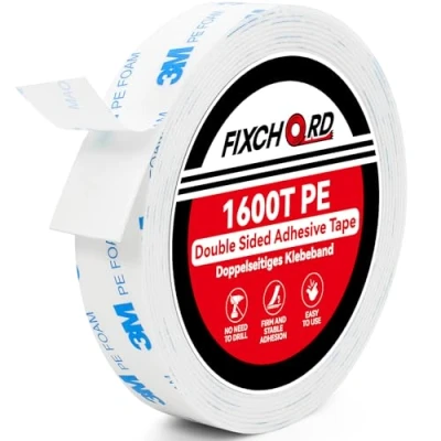 Abbildung von FIXCHORD 3M 1600T PE Doppelseitiges Klebeband Extra Stark, Doppelklebeband, Montageklebeband, Wasserdichtes Starkes für Innen und, Befestigung von Gegenständen, Bildern 3m*20mm