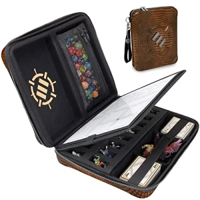 Abbildung von ENHANCE Collector&#039;s Edition RPG Organizer Etui DND Ordner mit integriertem Zeichenblatthalter und löschbarem Schreiber Panel, Würfelrollbereich, Abnehmbarer Stifttasche, Miniatur Schaumstoffablage
