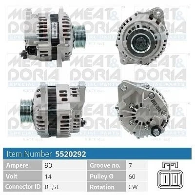 Abbildung von MEAT &amp; DORIA 5520292 Lichtmaschine 14V 90A ISUZU: D Max 1 Pickup