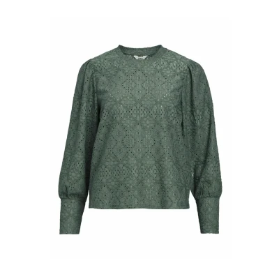 Abbildung von Object Feodora LS Bluse, Damen, Größe: XS, Dark forest
