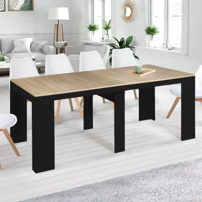 Abbildung von IDMarket Konsolentisch, ausziehbar, Orlando, für 10 Personen, 235 cm, Holz, Schwarz und Buchenoptik