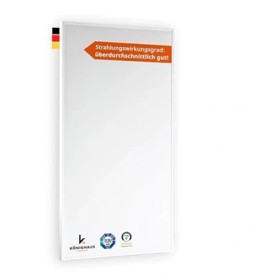 Abbildung von Könighaus Infrarotheizung 800 Watt mit TÜV SÜD + 10 Jahre Herstellergarantie ✓ Doppelter Überhitzungsschutz Heizkörper in 2 4 min auf Betriebstemperatur Für Wandmontage