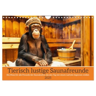 Abbildung von Tierisch lustige Saunafreunde (Wandkalender 2025 DIN A4 quer), CALVENDO Monatskalender