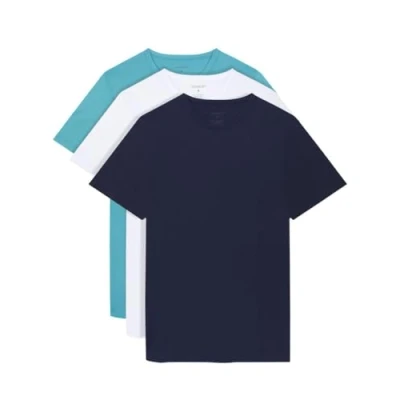 Abbildung von Lyle &amp; Scott T Shirt Herren 3er Pack Modernes aus Baumwolle mit Rundhalsausschnitt Tshirt kurzen Ärmeln in Standard Passform Set, Blau/Weiß/Blau, M