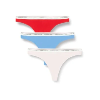 Abbildung von Tommy Hilfiger Premium Essentials Thong 3 PACK String, Damen, Größe: XL, Fierce red/blue spell/pearly pink