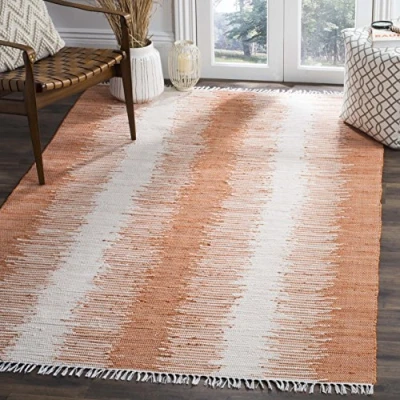 Abbildung von SAFAVIEH Modern Teppich für Wohnzimmer, Esszimmer, Schlafzimmer Montauk Collection, Kurzer Flor, Orange, 152 X 244 cm
