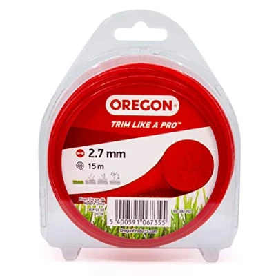 Abbildung von Oregon Trimmerfaden für Rasentrimmer, Ersatz Motorsensen &amp; Freischneider, Universal Freischneider Zubehör, Runder Allzweck 2.7mm Mähfaden, 2,7mm x 15m Spule, Rot (69 380 RD)