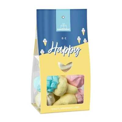 Abbildung von Be Happy Eis Marshmallows Lustige Marshmallow Eishörnchen Die passende Süßigkeit für deinen Sommer In der exklusiven Geschenkverpackung Perfekt Sommerpartys und als Mitbringsel