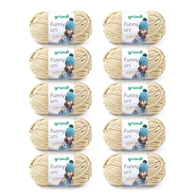 Abbildung von Gründl Funny uni Strick &amp; Häkelgarn (samtartiges Chenille Garn aus 100 % Polyester, 10 x g / 120 m, Nadelstärke: 5 6), Beige