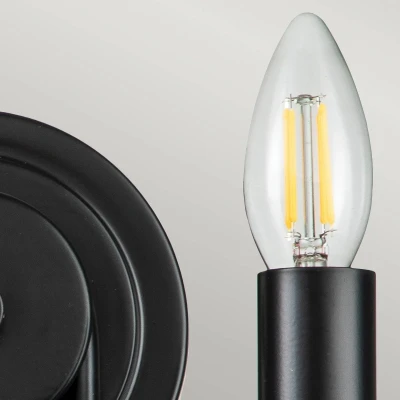 Abbildung von Kichler KL CAPITOL HILL2 BLK Wandleuchte HILL E14 2x40W Stahl schwarz L:15.6cm H:27cm B:24.7cm dimmbar
