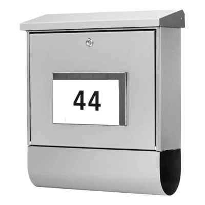 Abbildung von Briefkasten Burg Wächter Malaga Stahlplatte Nickel Schlüsselschloss