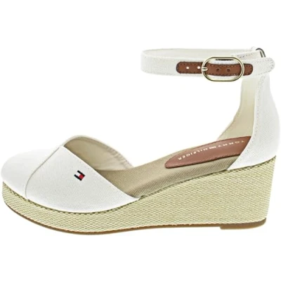 Abbildung von Tommy Hilfiger FLAG Closed TOE MID Wedge Plateaupumps, Damen, Größe: 39, Ecru Schuhe